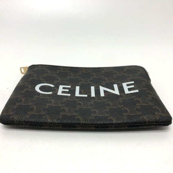CELINE Triomphe coin purse PVC/Leather Brown/GoldHardware - Picture 11 of 14